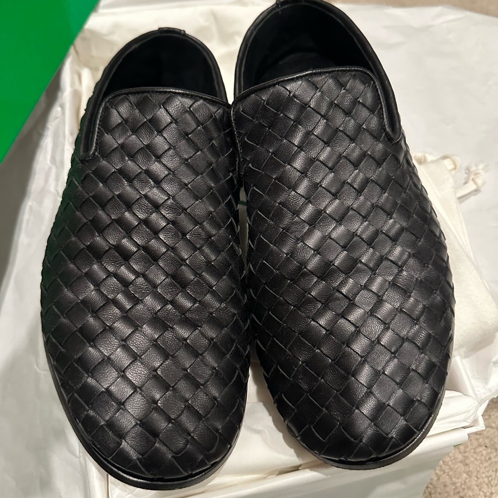Bottega Veneta Black Intrecciato Leather Loafers